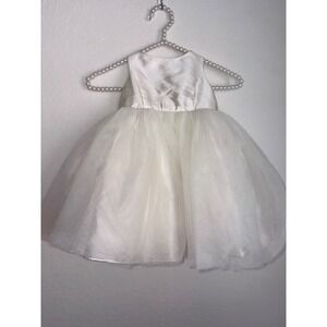 Davids Bridal Toddler Girls Ivory Tulle Flower Girl Dress Size 2T Formal Wedding
